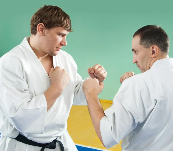 Karate savaşçıları eylem — Stok fotoğraf