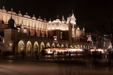 Krakow hall at night. Sukiennice. clipart