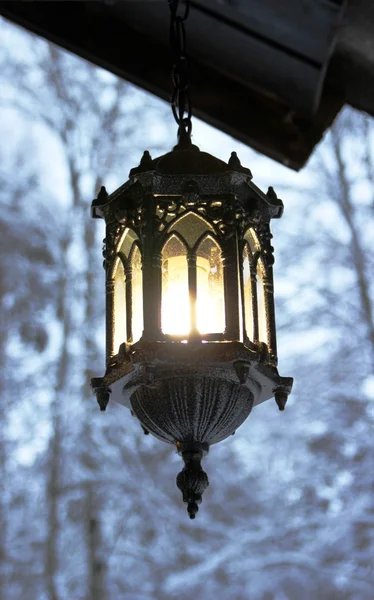 Latern in the winter landscape — Stock Photo, Image