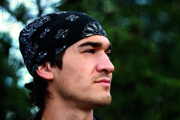 A handsome man in a bandana — Stock Photo, Image