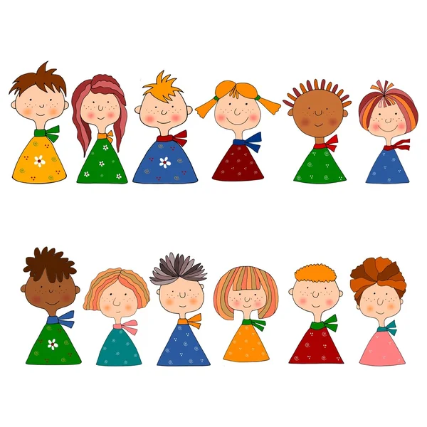 Bambini. Set di personaggi dei cartoni animati — Foto Stock