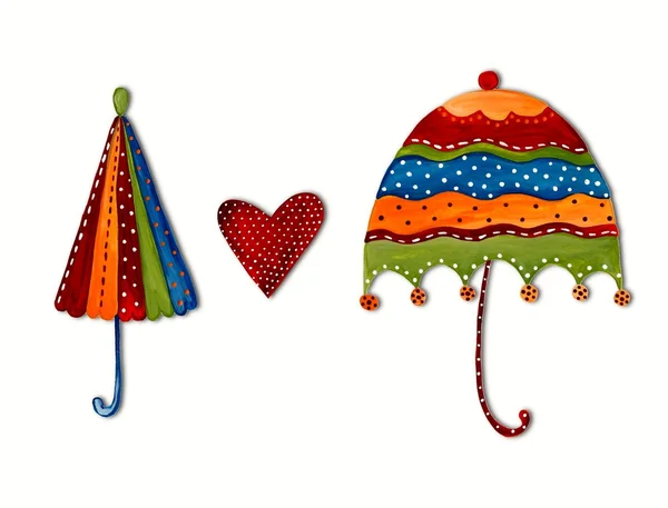 Deštníky. sada dekorativních prvků — Stock fotografie