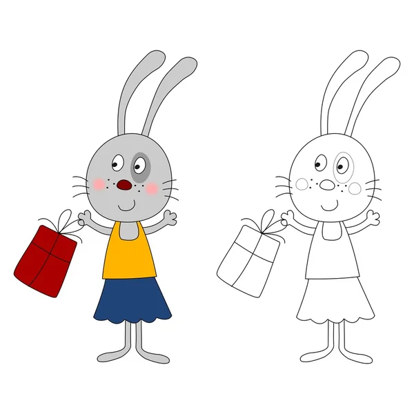 Bunny. Cartoon characters. Coloring book — Stock Photo, Image