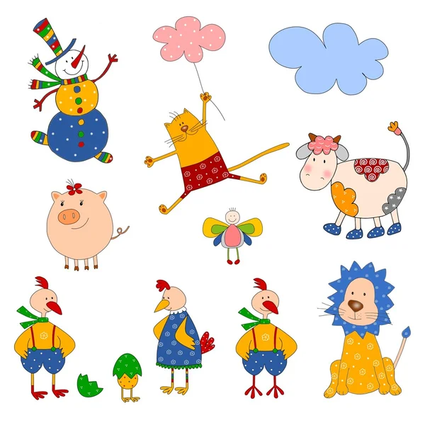 Set of isolated cartoon characters — Stock Photo, Image