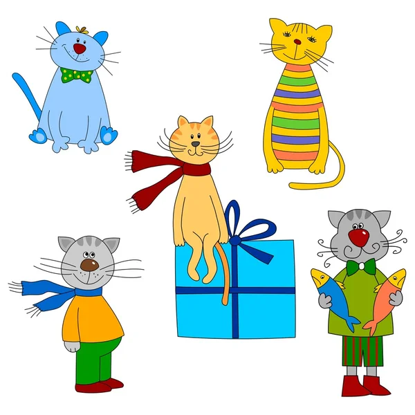 Gatos. Conjunto de personajes de dibujos animados —  Fotos de Stock