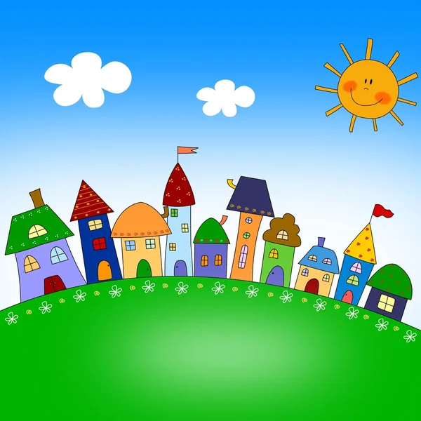 Illustration for children - Town — Stock Photo, Image