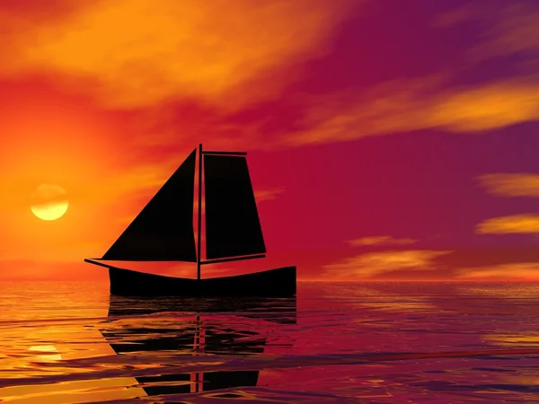 Barco en la puesta del sol — Foto de Stock
