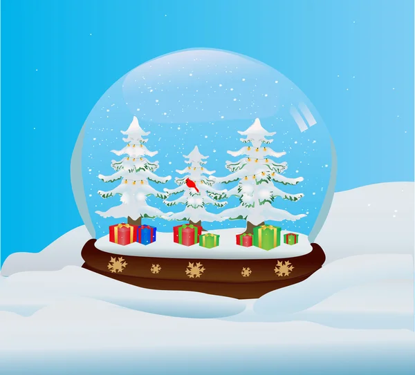 Stock vector Snow globe with gifts