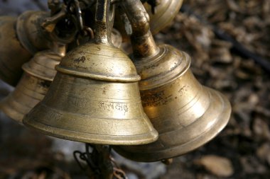 Temple bells in muktinath, annapurna, nepal clipart