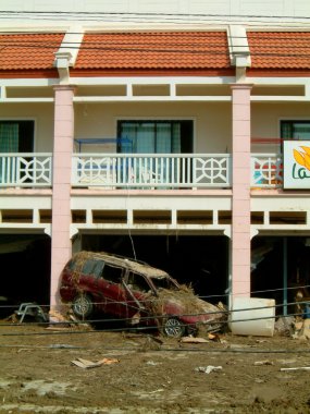 Pickup truck after tsunami in Khao Lak, Thailand clipart