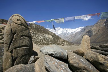 Tibet mani dua taşlar, annapurna, nepal