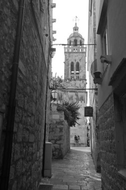 Old town and cathedral - Korcula clipart