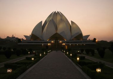 Sunset at lotus temple, delhi, india clipart