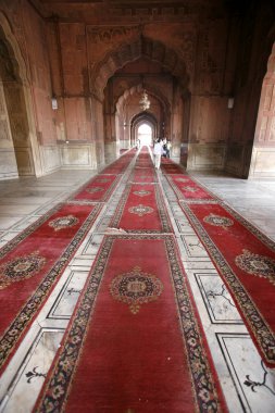 Carpets in corridor, Jama Masjid, Delhi, India clipart