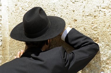 Hasidic jews at the wailing western wall, jerusalem, israel clipart