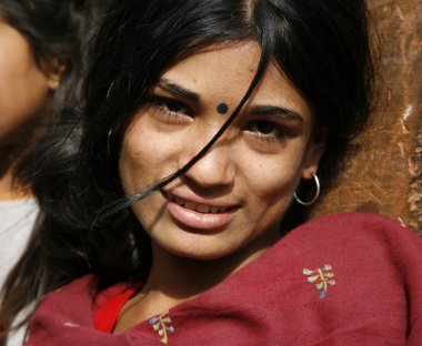 Young nepali woman, annapurna, nepal clipart