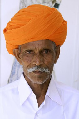 Portrait of a farmer, rajasthan, india clipart