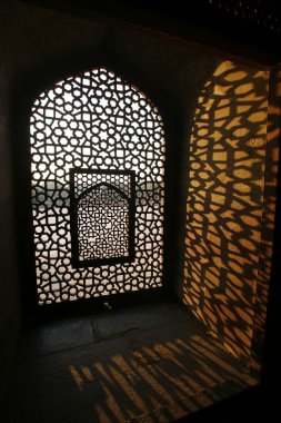 Pattern window at Humayun Tomb, Delhi, India clipart