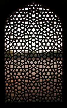 Pattern window at Humayun Tomb, Delhi, India clipart
