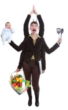 Woman juggling fruit clipart