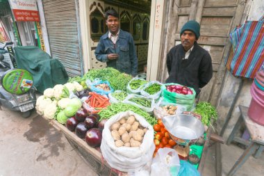 Men with vegetable stall clipart