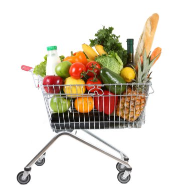 Trolley with produce clipart