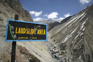 Landslide prone area on annapurna circuit, nepal clipart