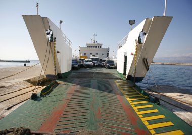 Car ferry boat in Croatia linking the islands to mainland clipart