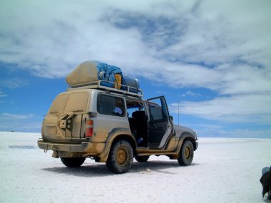 4-wheel drive on the salar d'uyuni, bolivia clipart