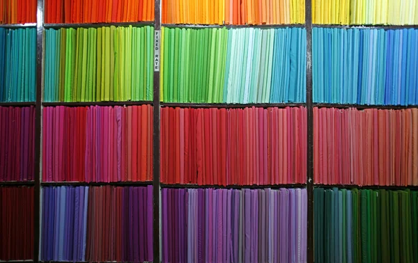 Cloth fabric on display in shop — Stock Photo, Image