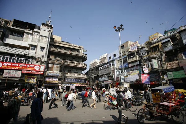 Centrum av gamla marknaden chandni chowk, delhi, Indien — Stockfoto