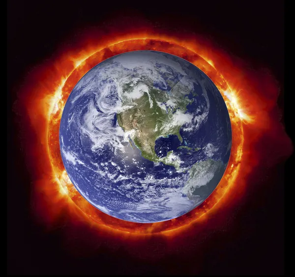 Slunce hořící země — Stock fotografie