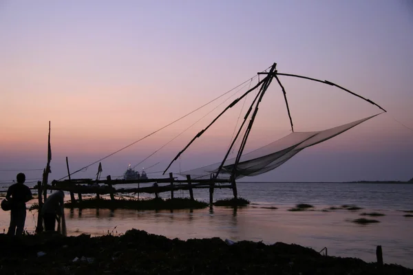 Por do sol ao longo da costa, kerala, Índia — Fotografia de Stock