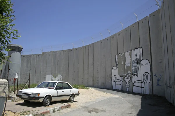 Väggen som skiljer israel med west bank, Palestina, israel — Stockfoto