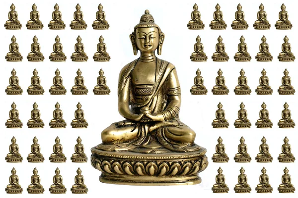 Centrální buddha s okolními miniatury — Stock fotografie