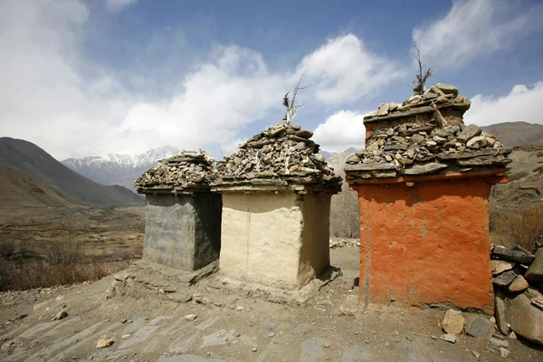 Sepolture commemorative tibetane, annapurna, nepal — Foto Stock