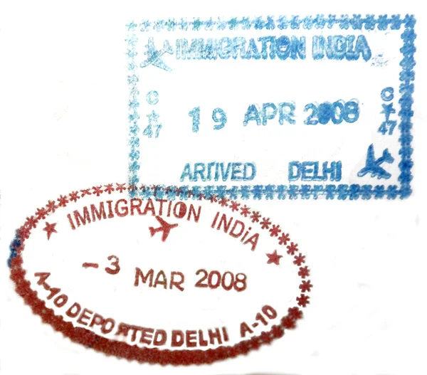 Hindistan vize pasaport damgası — Stok fotoğraf