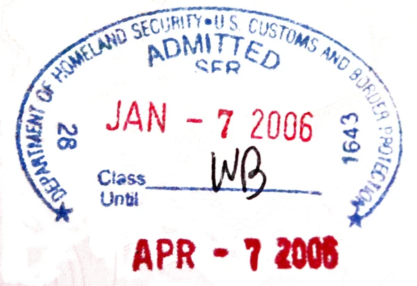 Visum paspoort stempel uit de VS — Stockfoto