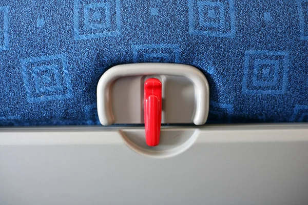 Airplane tray table lock — Stock Photo, Image