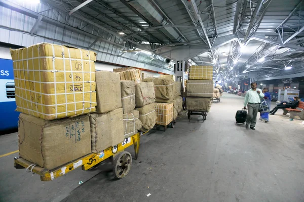 stock image Parcels at train station