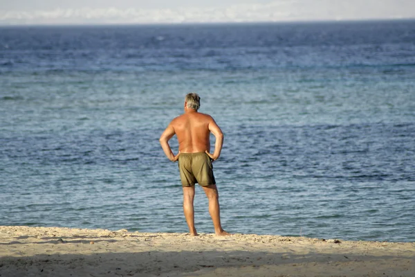 Homem na praia, mar vermelho, sinai, egito — Fotografia de Stock