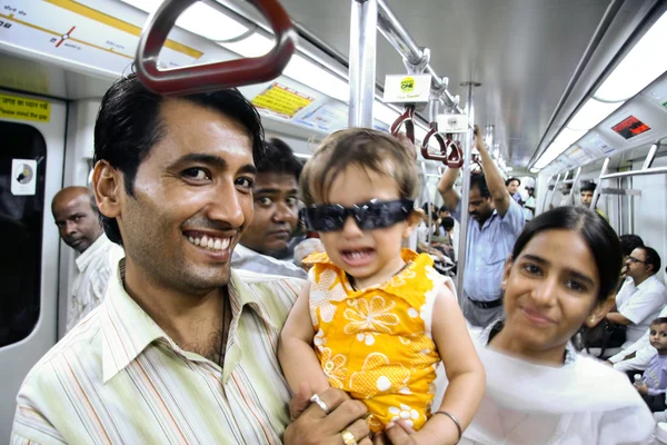 stock image Delhi metro passengers