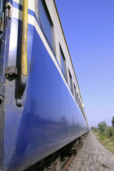 Perspective view of speeding train, india