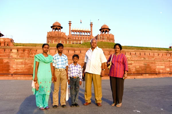 stock image Family in front of fort
