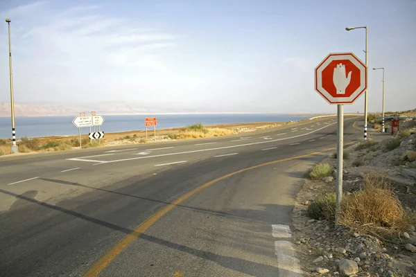 Stop sign in the dead sea region — Stock Photo, Image
