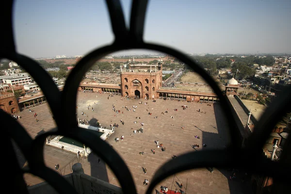 Jama 성원, 델리, 인도에서 미 나 렛 타워에서 보기 — 스톡 사진