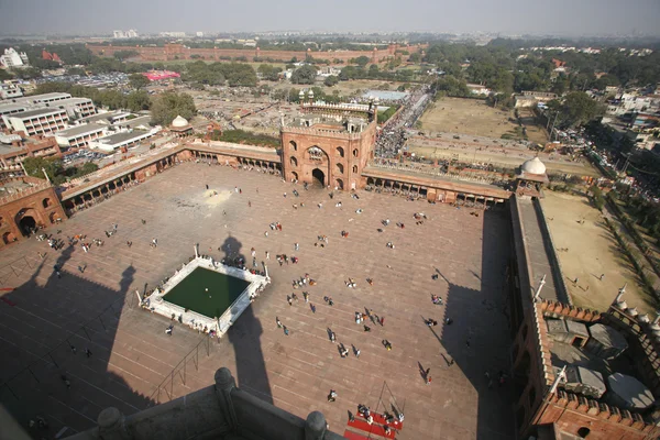 Vista da torre de minarete em Jama Masjid, Delhi, Índia — Fotografia de Stock