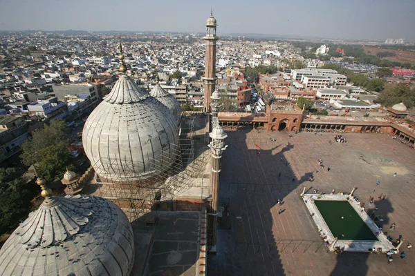 查看从尖塔在贾玛清真寺，新德里，印度 — 图库照片