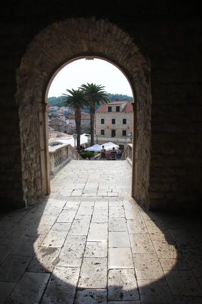 Korcula eski kasaba kapı — Stok fotoğraf