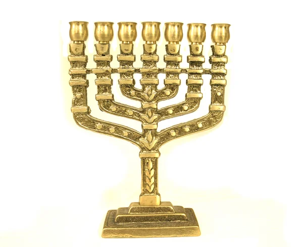 Złoty kolor żydowski Świecznik menory — Zdjęcie stockowe
